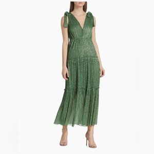 Sabina Musayev Helena Green (Basil) tiered Maxi Dress size XS